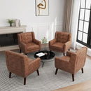 UIXE Faux Leather Accent Chair, Morden Upholstered Armchair for Living Room, Button Tufted Arm Chair Comfy Single Sofa Bedroom Side Reading Seat - Coffee by CozyNest Decor