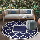 GENIMO 8' Round Outdoor Rug Waterproof for Patio Decor, Foldable Reversible Plastic Straw Area Rugs Mat for Rv, Outside Carpet for Camper, Deck, Picnic, Beach, Balcony, Camper, Blue & White by GreenHaven Gardens
