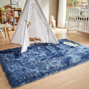 AMTOVO Faux Fur Sheepskin Rug for Living Room, 4 x 6 ft Dark Blue Fluffy Area Rug for Bedroom, Playroom, Luxury Room Decor, Rectangle by CozyNest Decor