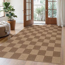 Lahome Checkered Easy Jute Living Room Rugs, 5x7 Large Dining Room Office Carpet Farmhouse Washable Area Rug, Checkerboard Neutral Non Slip Indoor Outdoor Carpet for Bedroom Entry Patio by CozyNest Decor