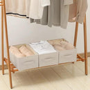 Linen Folding Storage Bins, 3 Pack Large Storage Baskets, Washable, Clothing Storage Bins with Handle, Closet Organizer for Storage Sweater,Sheets (Beige, 16"x9½"x6¾") by CozyNest Decor
