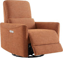 CHITA Power Recliner Chair Swivel Glider, FSC Certified Fabric Living Room Nursery Reclining Sofa Chair with Lumbar Support,Terracotta by CozyNest Decor