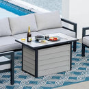 Nuu Garden 43'' Patio Propane Fire Pit Table, 50,000 BTU Gas Fire Pit with Marble-Textured Glass Top, Wind Guard, Lid, Glass Beads, CSA-Certified, 2-in-1 Outdoor Table for Gatherings, Ivory White by GreenHaven Gardens