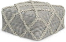 SIMPLIHOME Cowan Contemporary Square Pouf in Grey, Natural Handloom Woven for the Living Room, Bedroom and Kids Room by CozyNest Decor