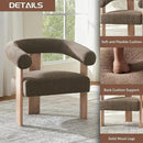 VKNOW Accent Chair Living Room Chair Set of 2, Modern Upholstered Armchair with Solid Wood Legs, Comfy Barrel Arm Chairs for Living Room Bedroom, Brown by CozyNest Decor