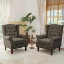 Lumibee High Back Accent Chair Set of 2,Upholstered Wingback Armchair with Solid Wood Legs for Small Spaces,Comfy Single Sofa Chair for Living Room,Bedroom,Office-Taupe by CozyNest Decor