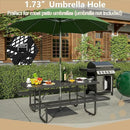 72'' Steel Rectangular Picnic Table for Outdoors, Expanded, Lifetime Picnic Table with Umbrella Hole, Heavy Duty Sturdy Commercial Picnic Tables for Garden Courtyard BBQ, Black by GreenHaven Gardens