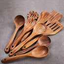 Wooden Kitchen Utensils Set,GUDAMAYE 9 PCE Natural Teak Wooden Spoons For Non-stick Pan for Cooking, by CozyNest Decor