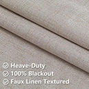 Blackout Curtains Customsize 1 Panel, 100% Blackout Textured Thermal Curtains, Grommet Privacy Light Blocking Drapes for Living Room Bedroom Luxury Decor(Customsize, Beige)