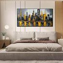 New York City Wall Art for Living Room - Hand Painted Canvas Wall Art for Office - Big Picture Frames for Wall Size 29" x 59" by CozyNest Decor