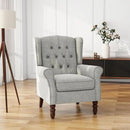 UIXE High Back Accent Chairs Set of 2, Upholstered Armchair in Fabric, Retro Wingback Arm Chair for Living Room, Comfy Single Sofa Bedroom Reading Seat with Solid Wood Legs - Light Gray by CozyNest Decor