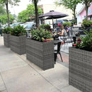 LEWIS&WAYNE Large Rectangular Block Planter Box Handmade Wicker Tall Planters for Outdoor Plants with Removable Liners Modern Planter for Indoor Outdoor Patio Deck - Gray, 32''x11''x24'' by GreenHaven Gardens