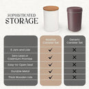 6 Canister Set for the Kitchen Countertop – Metal Food Storage Canisters with Airtight Lids for Flour, Tea, Crafts, Coffee, & Sugar – Container Set with Modern Wood Lids, White by CozyNest Decor
