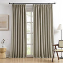 RAIN CITY Light Taupe Blackout Linen Blend Curtains 2 Panels,70 Wide Back Tab Pinch Pleated Look Window Drapes with Hooks,Track System Curtain Panels for Sliding Door Modern Farmhouse 70x90 Inch by CozyNest Decor