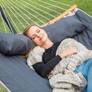 SUNCREAT Double Portable Hammock with Stand, 2 Person Hammock with Curved Spreader Bar, Balance Ropes Included, Dark Gray by GreenHaven Gardens