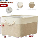 SIMPLE HOUSEWARE Large Fabric Storage Bin, 15.7" x 12" with Braided Handles, 3 Pack, Beige by CozyNest Decor