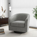 Swivel Barrel Accent Chair, Modern Round Linen Arm Chair for Living Room, Bedroom, Comfy Club Reading Chairs for Adults（Linen Fabric, Light Grey, Set of 1 by CozyNest Decor