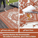 GAOMON Outdoor Rug for Patio 9x18 Waterproof Reversible Plastic Straw Rug, Large UV-Resistant Portable RV Camping Mats, Indoor Outdoor Medallion Carpet for Outside Deck Porch Garden, Red & White by CozyNest Decor