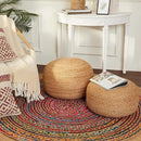 REDEARTH · Jute Circular Pouf Ottoman - Braided Pouffe Accent Sitting Round Footrest for Living Room, Bedroom, Nursery, kidsroom, Patio, Gym; 100% Jute Set of 2 (19.5"x19.5"x14"; Jute Natural) by CozyNest Decor