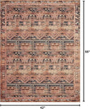 Loloi Layla Collection LAY-14 Mocha/Blush 3'-6" x 5'-6" .13" Thick Accent Rug, Soft, Durable, Vintage Inspired, Distressed, Low Pile, Non-Shedding, Easy Clean, Printed, Living Room Rug by CozyNest Decor