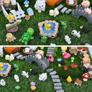 120 Pcs Fairy Garden Accessories, Micro Landscape Ornaments Kit, Mini Resin Animals with Fairy Tiny House for Home Outdoor and Plant House Decor by CozyNest Decor