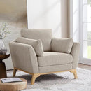 Large-Sized Accent Chair, Thick Cushion Bedroom Reading Chair, Comfortable Living Room Single Sofa， Boucle Camel by CozyNest Decor