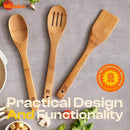 Riveira Dark Bamboo Wooden Spoons for Cooking 3-Piece, Apartment Essentials Wood Spatula Spoon Nonstick Kitchen Utensil Set Premium Quality Housewarming Gifts for Everyday Use by CozyNest Decor