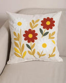 Throw Pillow Cover with Sunflower Embroidery – 18x18 inch Handmade Punch Needle Cushion – 100% Cotton Decorative Pillow for Couch, Bed or Living Room – Boho Floral Home Decor by CozyNest Decor
