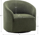 KINWELL 32" Wide Modern Boucle Swivel Barrel Chair, No Assembly Round Upholstered Swivel Accent Armchair for Living Room, Bedroom, Office (Green) by CozyNest Decor