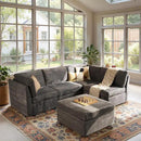 Modular Sectional Sofa, 130.7" L Shaped Couch Set for Living Room, 4-Seater Comfy Cloud Couches with Movable Ottoman, DIY Combination, Plush Corduroy, Gray by CozyNest Decor