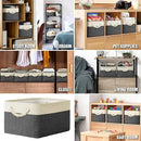 SIMPLE HOUSEWARE Large Fabric Storage Bin, 15.7" x 12" with Braided Handles, 3 Pack, Dark Gray by CozyNest Decor