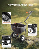 VEVOR Broadcast Spreader, 60LBS Capacity, Walk-Behind Push Spreader, 0-9.8 ft Spreading Width, 10 in All Terrain Pneumatic Tires, Lawn Spreaders with Hopper Grate, for Seed, Fertilizer, Salt, Ice Melt by GreenHaven Gardens