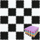 qqpp EVA Rubber 18 Tiles Interlocking Puzzle Foam Floor Mats - Baby Play Mat for Playing | Exercise Mat for Home Workout. White, Black. QC-ADb18N by TinyTreasures Baby Boutique