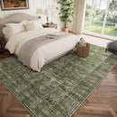 Washable 8x10 Area Rugs for Living Room, Boho Non-Slip Silicone Backing Rugs for Bedroom Dining Room Nursery Office, 0.3" Neutral Oriental Throw Carpet with 0.16" Cushioning Pad, Grass Green/Multi by TinyTreasures Baby Boutique