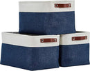DECOMOMO Storage Baskets for Shelves - Fabric Closet Organizers and Storage Bins, Perfect Baskets for Organizing Closet Toys Nursery (Navy Blue and White, XL - 3 Pack) by CozyNest Decor