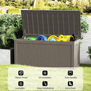320 Gallon Outdoor Storage Box Patio Deck Box Waterproof, Resin Lockable Outside Large Storage Bin for Pool Cushion Furniture, Garden Tools UV-Resistant, Grey by GreenHaven Gardens