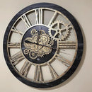 The Gears Clock 36'' Inch Real Moving Gear Wall Clock Vintage Industrial Oversized Rustic Farmhouse (Vintage Black Wood and Bronze) by CozyNest Decor