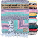 Del Mex Classic Mexican Blanket, Large Authentic Woven Falsa Throw (70"x50"), Artisan Southwest Décor for Beach, Yoga, Outdoors (Mint/Pink/Gray) by CozyNest Decor