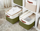 DECOMOMO Storage Bins Fabric Storage Baskets for Shelves, Linen Closet Organization Toys Nursery (Olive Green and White, Large - 3 Pack) by CozyNest Decor