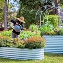 Vego garden 32" Extra Tall Raised Garden Bed Kits, 6 in 1 Modular Raised Planter Box for Vegetables Flowers Fruits Oval Metal Raised Garden, Sky Blue by CozyNest Decor