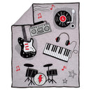 Lambs & Ivy Rock Star Musical Instruments 3-Piece Baby Crib Bedding Set - Gray by TinyTreasures Baby Boutique