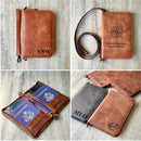 Personalized Leather Passport Holder, Handmade Travel Wallet with Card Slots, Pen Slot | Protector, Custom Engraved Passport Case for Men, Women or Family Organizer by TinyTreasures Baby Boutique
