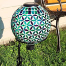 Sunnydaze Cool Blooms 10" Mosaic Glass Garden Gazing Globe with LED Solar Light - Set of 2 by CozyNest Decor