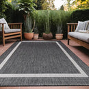 Bordered Outdoor Rug 5x7 Washable Outside Carpet for Indoor Patio Porch Waterproof Easy Cleaning Non Shedding Area Rugs Gray 5 x 7 by CozyNest Decor