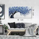 Large Wall Art for Living Room Bedroom Home Office Blue Tree of Life Wall Art Floral Picture Framed Wall Decor Modern Canvas Prints 24x48 In by CozyNest Decor