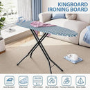 KINGBOARD Ironing Board, Foldable Iron Board with Iron Rest, Compact Ironing Board with Height Adjustable, Extra Thick Heat-Resistant Cover, Heavy-Duty Sturdy Metal Legs, 43x13 Blue by CozyNest Decor