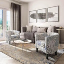 BELLEZE Living Room Chairs Set of 2, Linen Round Accent Barrel Chairs, Club Tub Sofa Chairs for Bedroom, Corner Chairs with Flared Legs and Cozy Soft Padding - Highland (Blue Coral) by CozyNest Decor