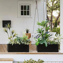 Metallic Heavy Long and Large Outdoor/Indoor Planter, Rectangular Trough Planter Box, 38”Lx15”Wx15”H, 40Pounds, Black with Hand Brushed Gold Edge, No Assemble and Seamless by GreenHaven Gardens