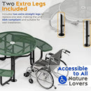 Metal Picnic Tables for Outdoors with Umbrella Hole - Coated Steel Heavy Duty Commercial Grade Table with Adjustable Seats (Green, 46 in, Round, Expanded Steel) by GreenHaven Gardens