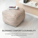 Anji Mountain 22"x22"x16" Handmade & Handcrafted Ottoman Pouf Comfortable Pouf Ottoman Foot Rest & Home Décor Accent for Living Room, Bedroom, Nursery, Kids Room, Patio by CozyNest Decor